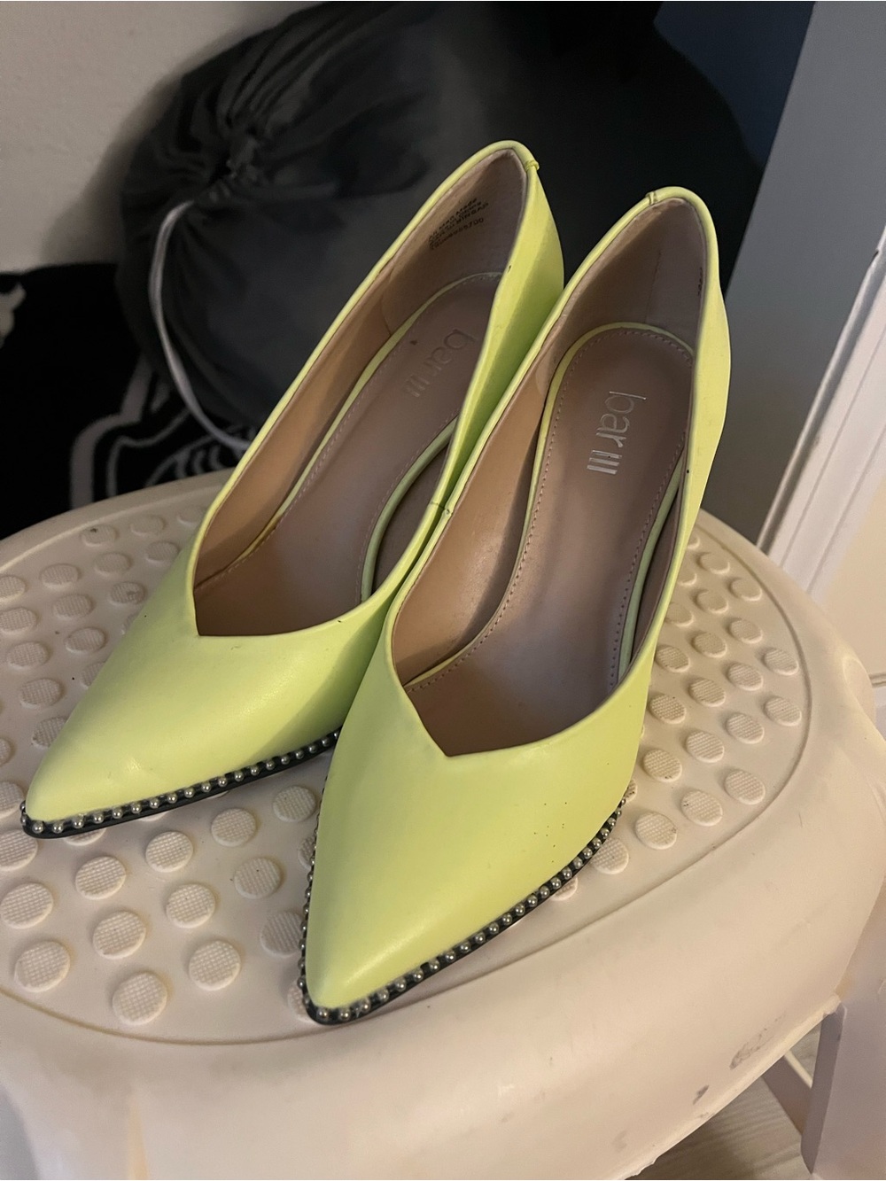 Bar III Neon Yellow Pointed-Toe Studded Pumps